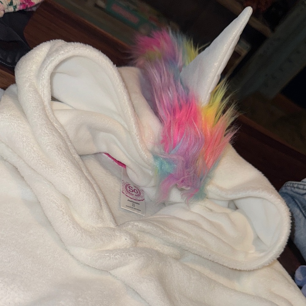 SO White Unicorn Hoodie with Rainbow Accents